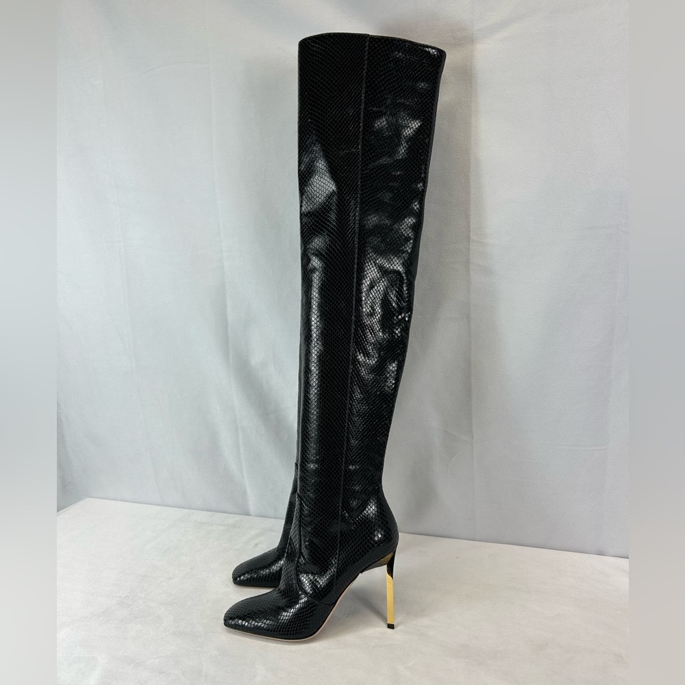 Tom Ford 105mm Glossy Python-Embossed Leather Ove… - image 2